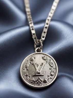 Upcycled LV  Silver-Tone Monogram Medallion Necklace